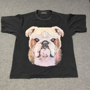 Homme + Femme Beware of Dog Pixel Bulldog Graphic Black T-Shirt Mens Large